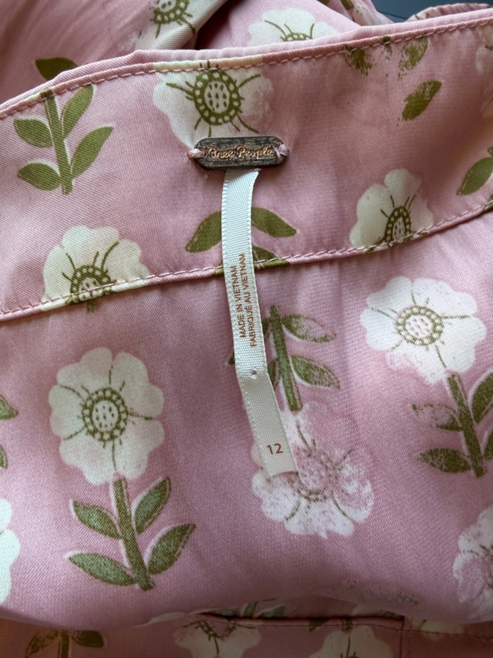 Free People Analise Printed Midi Skirt Pink Blush A Line High Rise Sz 12 NEW - Picture 10 of 16